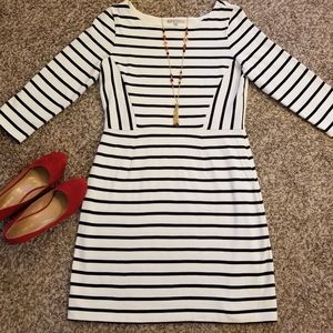 Gap Black & White Stripe Fit & Flare Dress L